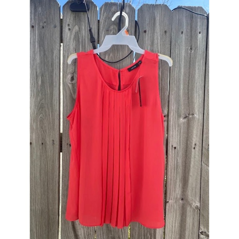 Apt 9 Womens Coral Pink Pleated Sleeveless Chiffon Blouse Top XL NEW